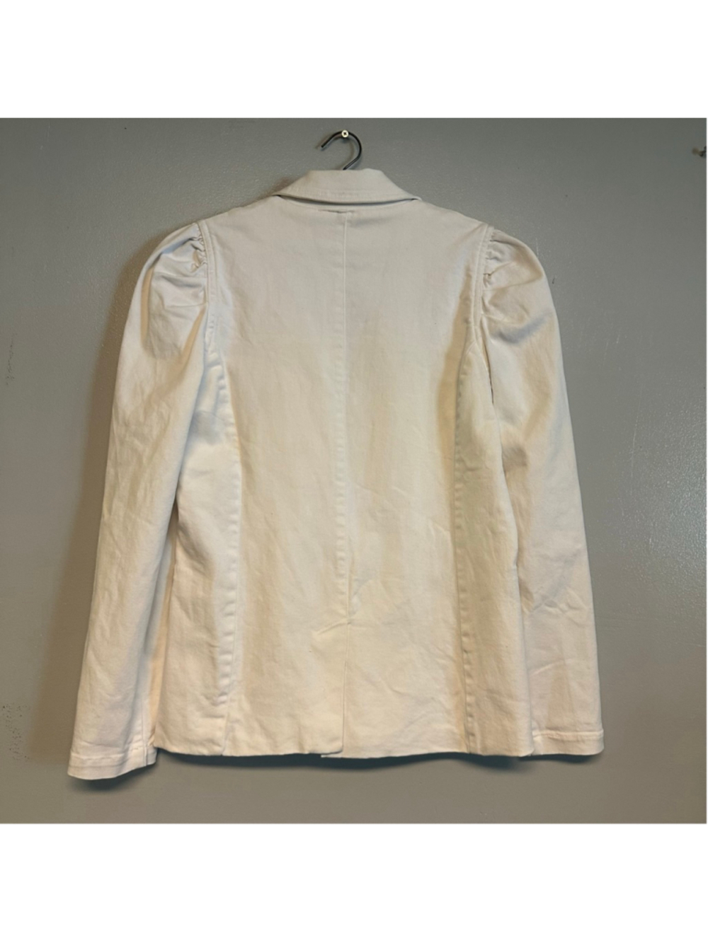 Elan Anthropology White Denim Blazer with Gold Button Size Medium collared - Picture 6 of 10